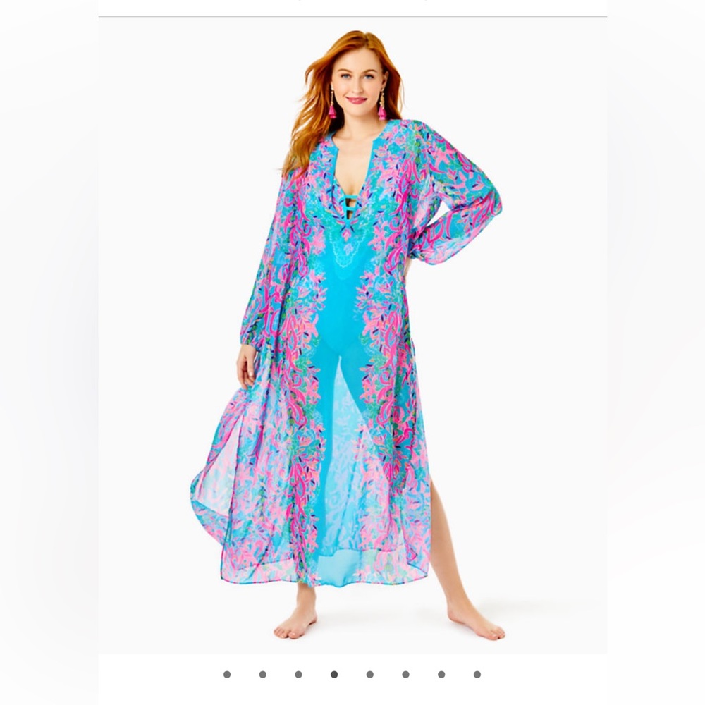 NWT Lilly Pulitzer Frey Long sleeved maxi multi seaweed Samba engineer dress S/M